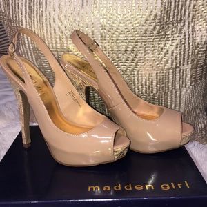 Nude peep toe heels
